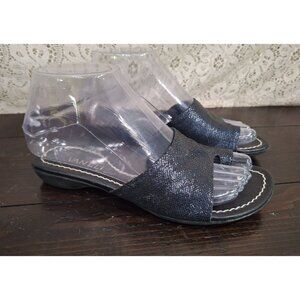 EUC VANELi Tallis Black Snakeprint Leather Slide Sandal/Sz. 5.5M